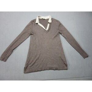 Rani Arabella Sweater Womens Large Brown Cashmere Collared Slim Tunic Italy